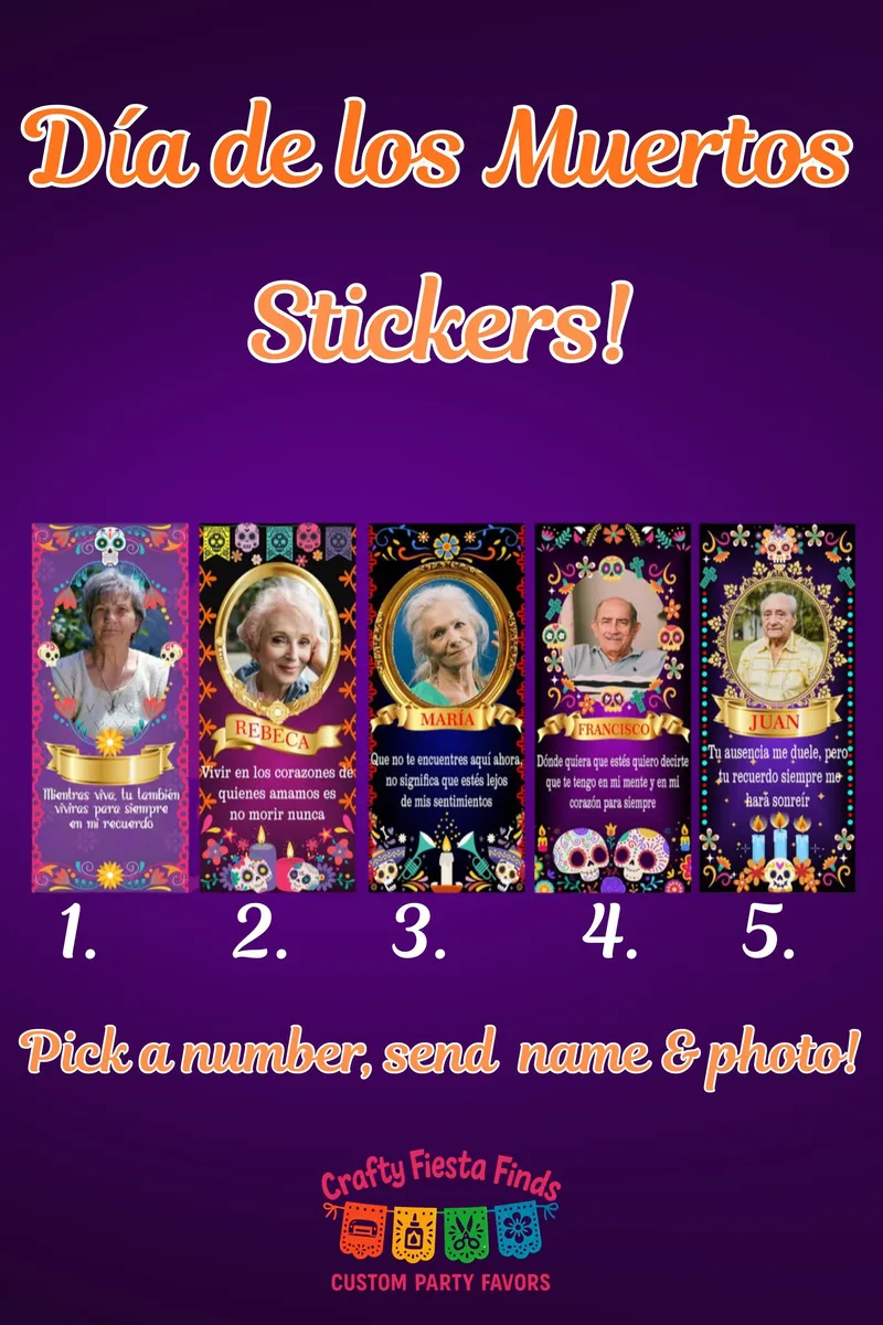 Día de los Muertos memorial candle stickers in five designs