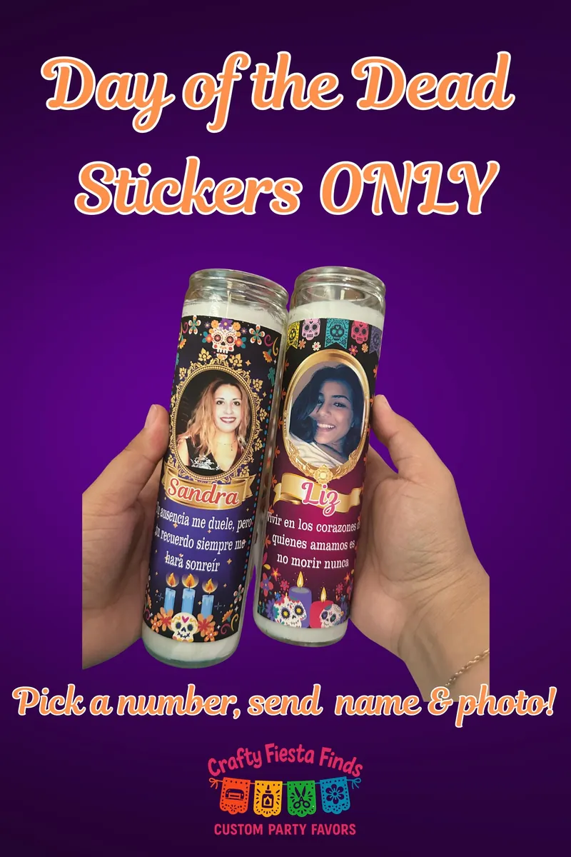 Custom Día de los Muertos Memorial Stickers: Personalized Photo & Name Labels