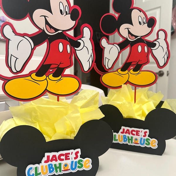 Mouse Pal Birthday Centerpieces | Personalized Name & Age | Party Table Decorations
