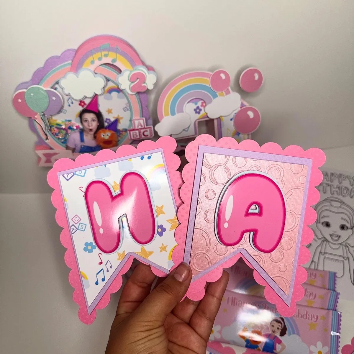 Pastel rainbow HAPPY birthday banner
